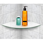 Mount-It! Corner Glass Shelf for Bathroom, Wall Mounted 8mm Thick Tempered Glass, 9.75 Inch