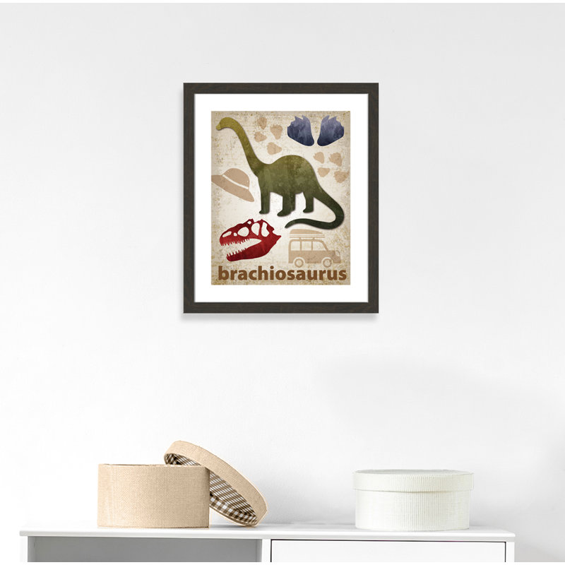Adhésif décoratif dinosaures-03 ', H 26,5 po x l 22,5 po x P 0,625 po, Encadré plat à grain de bois noir