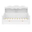 Lit de jour simple en bois massif rétro, tiroirs et tête de lit à tablettes ouvertes, blanc-133673335
