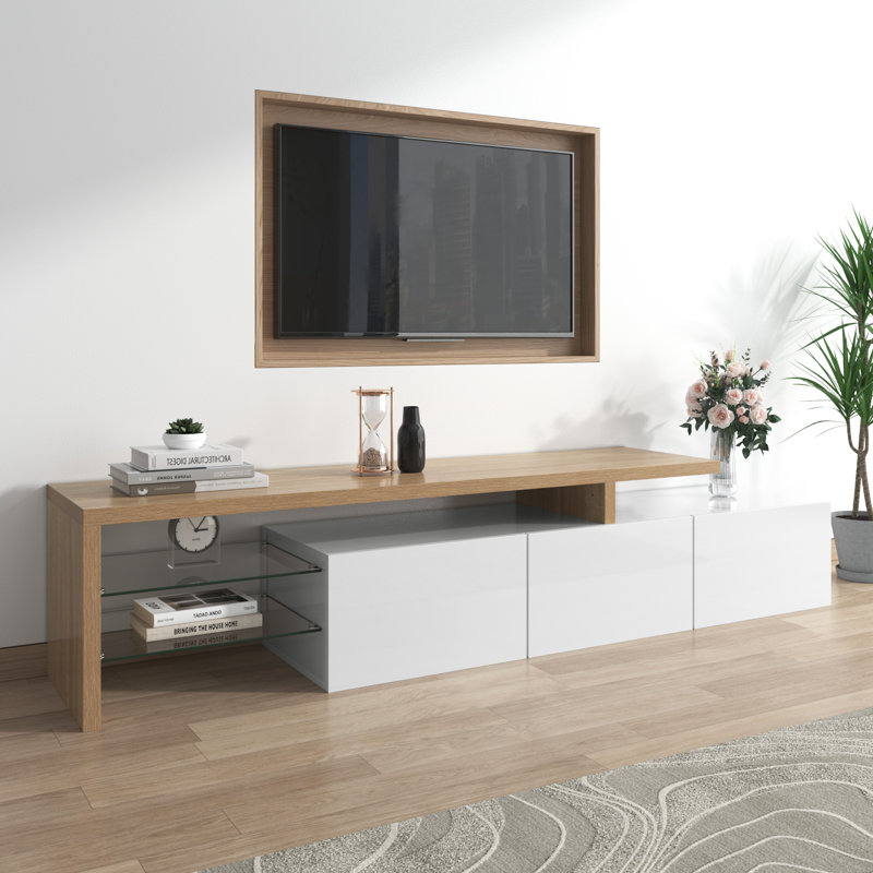 Dawnyel Unfinished TV Stand for TVs up to 70" with Fireplace Included, White