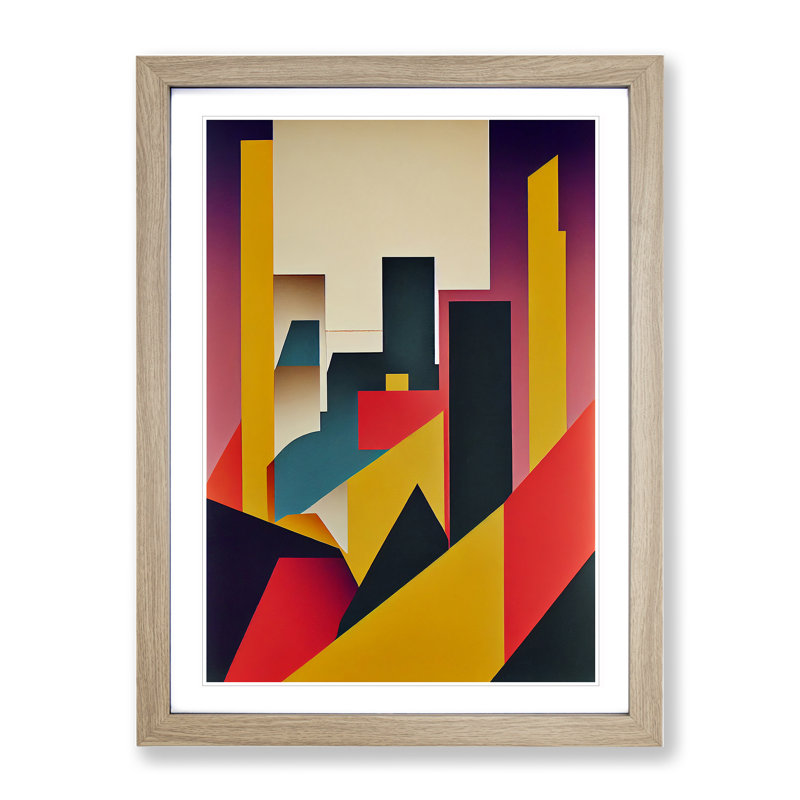 The Abstract Architecture No.5 Skyscraper - Wall Art, 48cm H x 36cm W, Oak Framed Paper, White