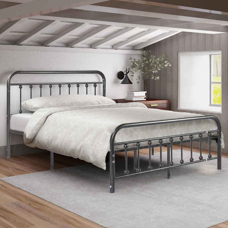 Lit plateforme avec rangement Mcdowell, Grand, Noir / argent