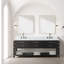 Ensemble de meuble-lavabo double en chêne noir l 84 po x P 22 po, plateau en marbre de Carrare et robinet-1720028017