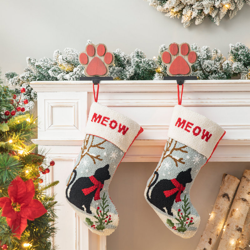 20.00"L Hooked Stocking, Cat