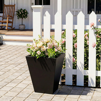 Modern Large Tall Planters Outdoor Metal Pot Planter with Drainage Hole for Patio & Indoor Use