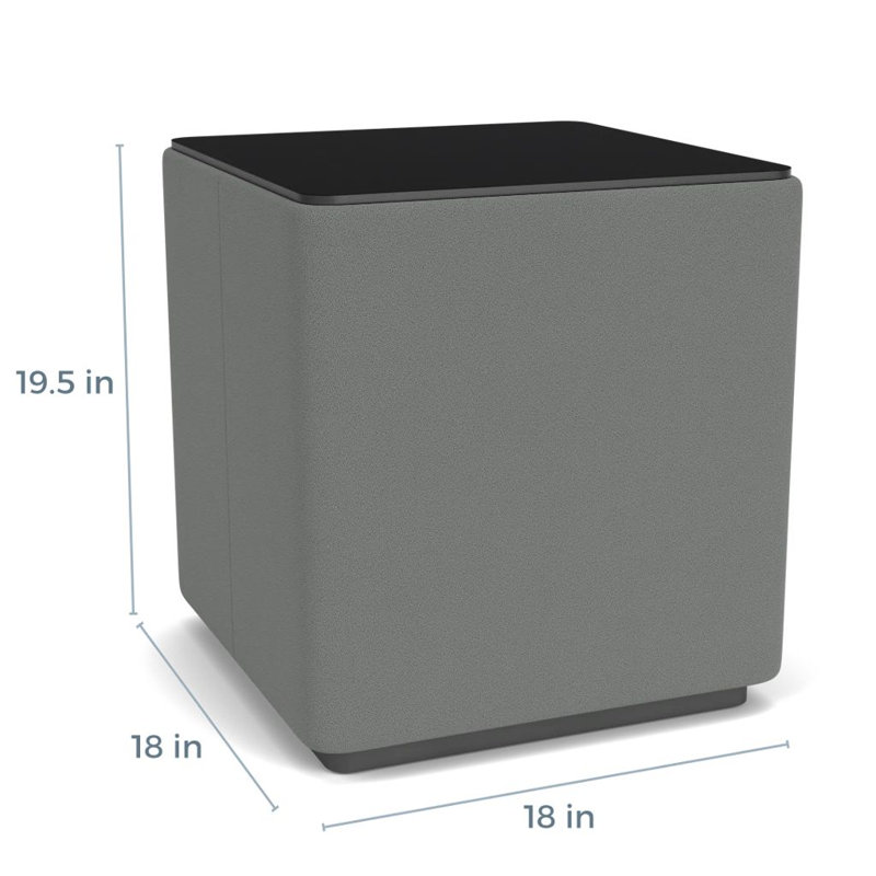 Table de salon avec plateau en stratifié Darsey, 20", Nuit noire, Gris anthracite; astéroide à portes ouvertes