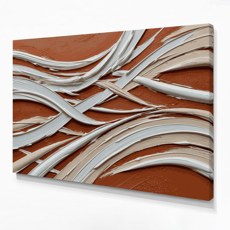 Art horizontal sur toile horizontal gris et blanc rayé, H 16 po x l 20 po