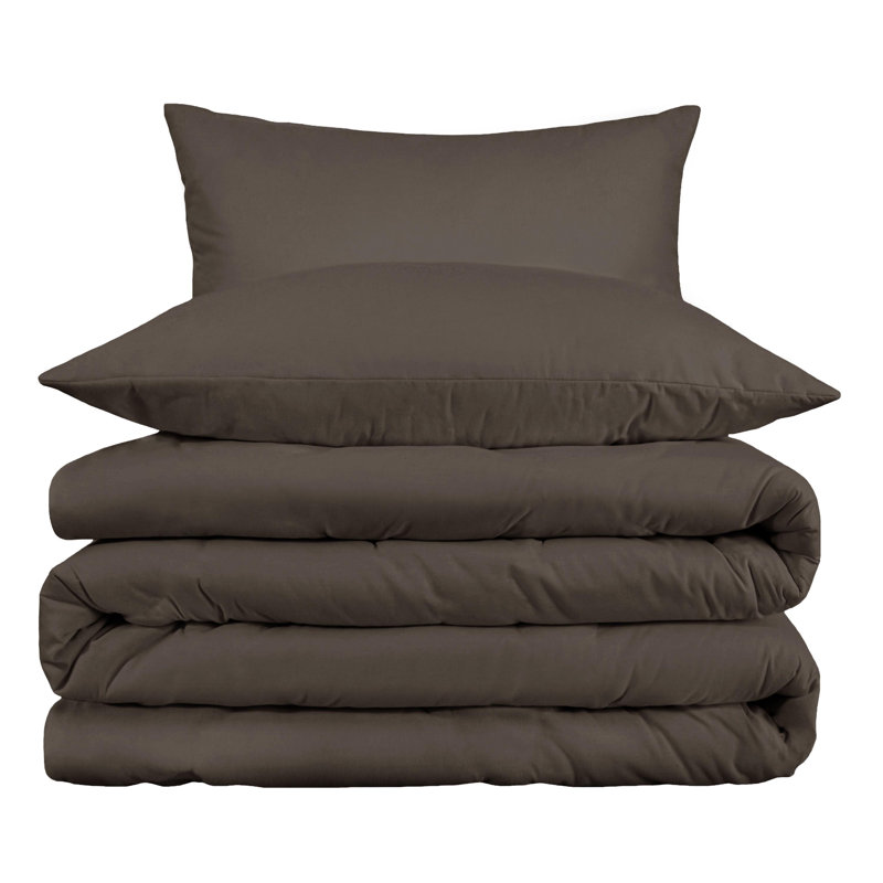 Ensemble de housse de couette 3 pièces Arling, Housse de couette double / grand + 2 taies décora, Gris anthracite