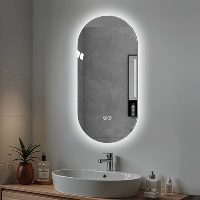 48*24 Inch Led Bathroom Mirror With - Fog System, Design, Three Lighting Selections 6000K White, 4000K Natural, 3000K Warm , Adjustable Brightness, Shatter Glass, 50000+ Hours Led, Ideal For And