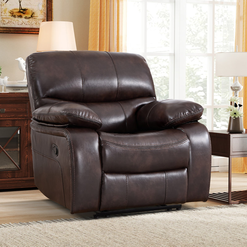 39.8'' Wide Modern Upholstered Faux Leather Manual Reclining Sofa With Pillow Top Arm(Set Of 4), Brown