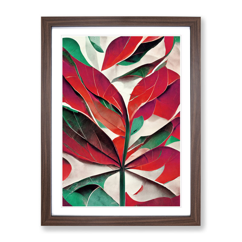 Leaf - Single Picture Frame Print, 46cm H x 34cm W x 2cm D, Walnut