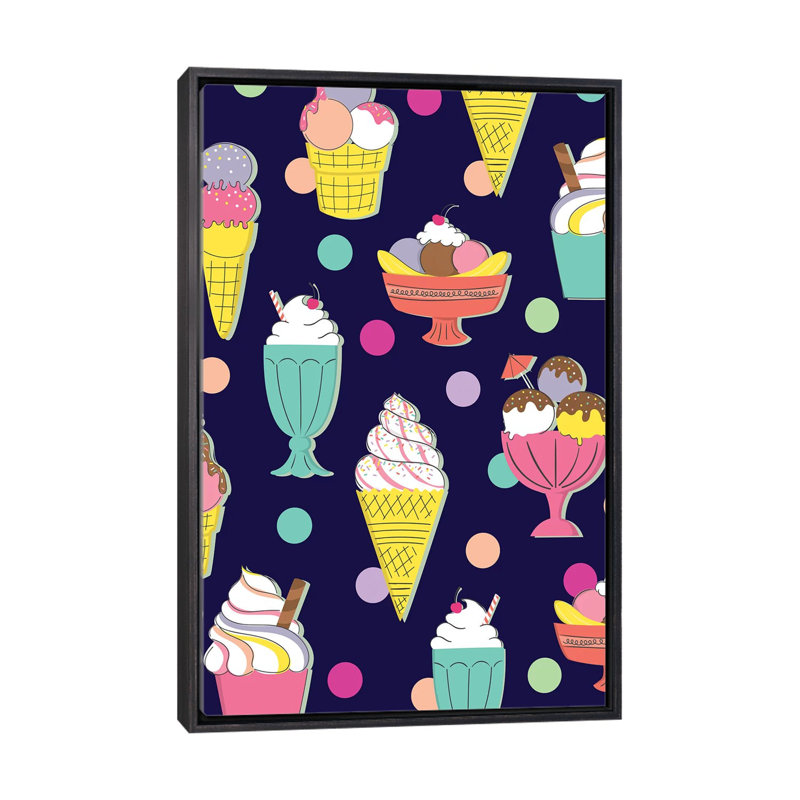 «Candy Land» par Caroline Alfreds - impression d'art graphique, Pas de tapis, Toile avec cadre noir patiné