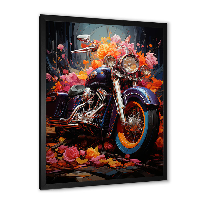 Pop Art, Moto I - Art mural sur toile, H 32 po x l 24 po x P 1 po, Cadre simple noir