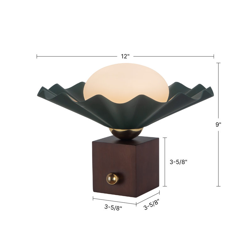 Furrow 9-in Red Table Lamp, Green
