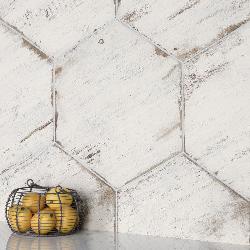 Retro Hex 14" x 16" Porcelain Wood Look Wall & Floor Tile