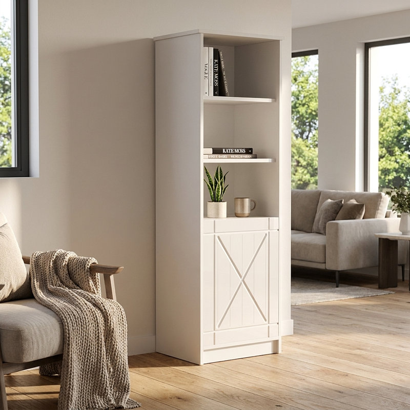 Fiorenze 20.9" Bookcase with High Gloss Finish, White