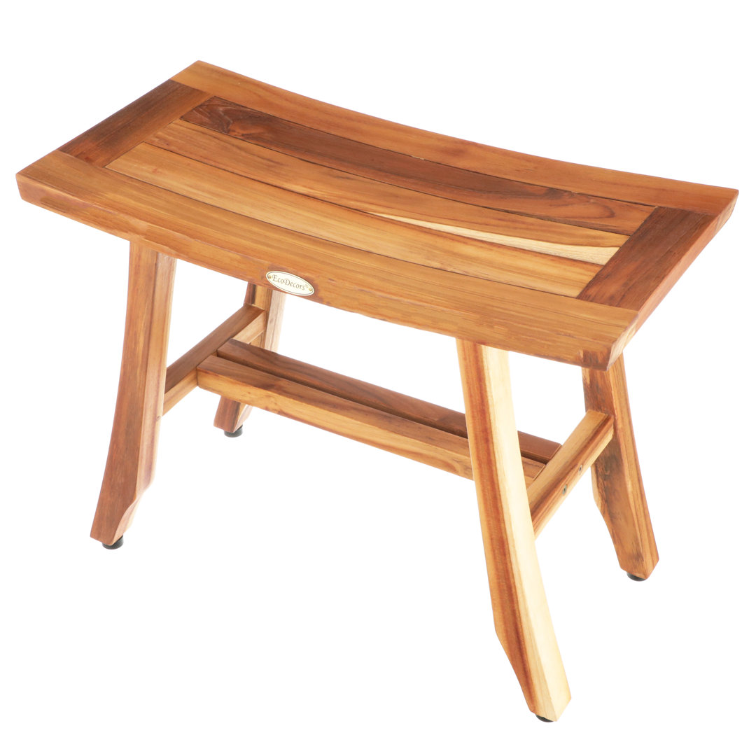 EcoDecors Satori, Teak Shower Bench, Teak Shower Stool, Teak Stool for Inside Shower, Small Shower Stool, Teak Foot Rest, Teak Shower Bench For Inside Shower, in Earthy Teak EcoDecors Size: 18" H x 24" W x 12" D