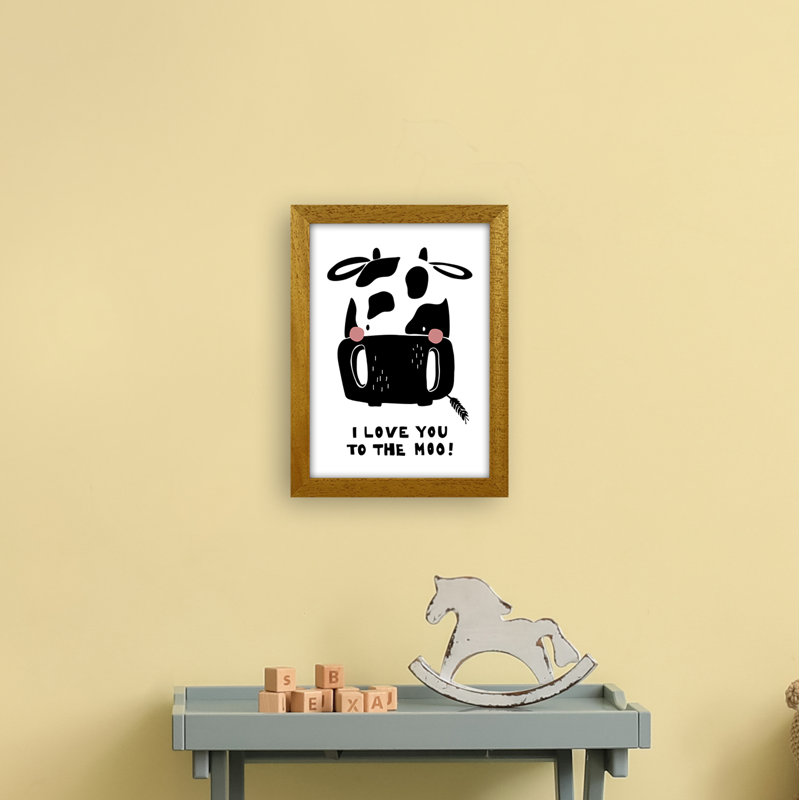 Cow by Miniofmine - Print, 34cm H x 25cm W x 3cm D, Brown Framed