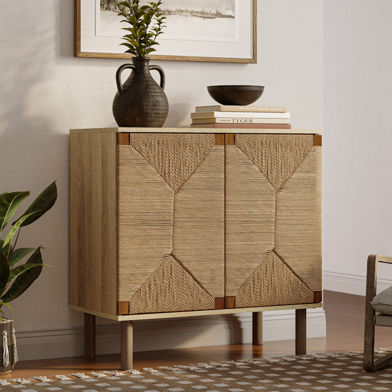 Kaia 31.5" Modern Rope 2-Door Cabinet