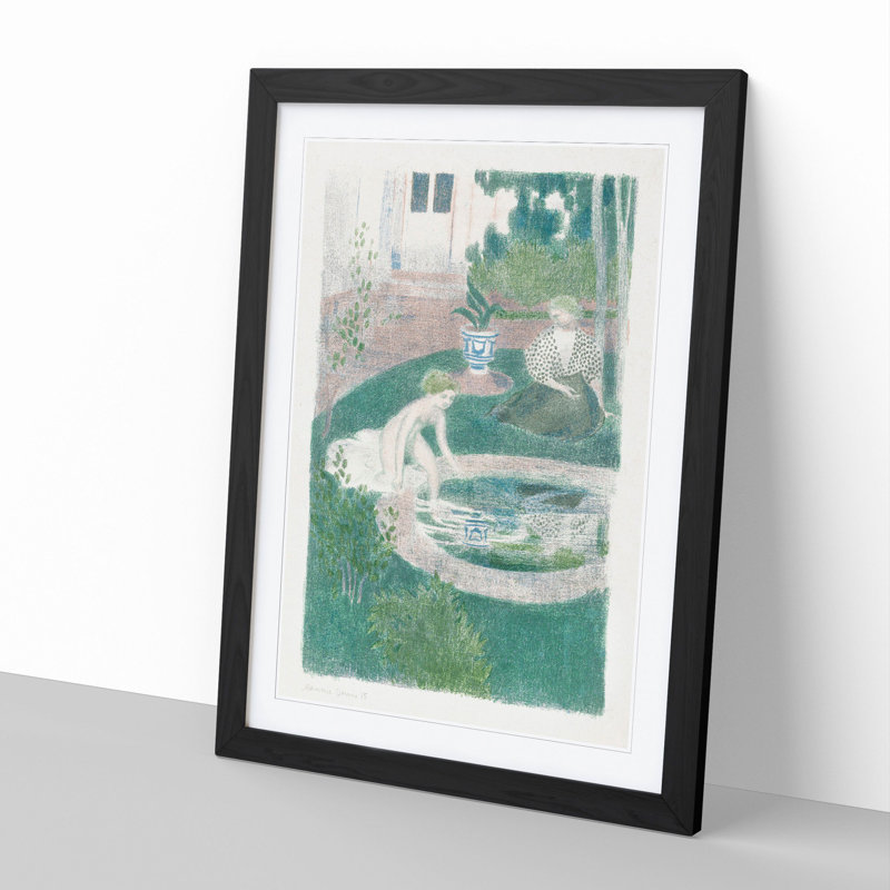 The Reflection in the Fountain by Maurice Denis - Picture Frame Painting, 36cm H x 27cm W x 2cm D, Black Framed