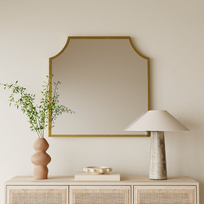 Simone Metal Flat Mirror, Gold