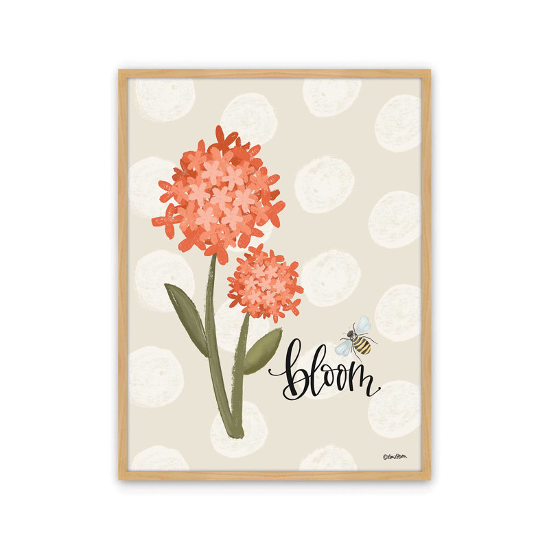 «Bloom and Bees» par Lisa Larson, reproduction d'art, L 18 po x H 24 po, Tanné, Impression encadrée