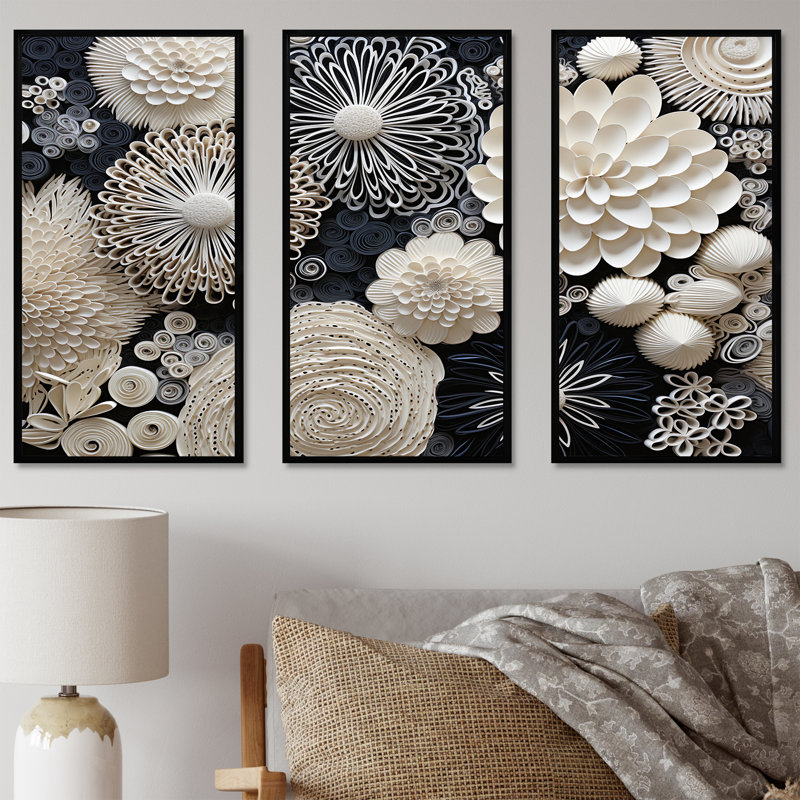Fleurs de corail gris I - ensemble de reproductions d'art mural corail sous l'eau, H 28 po x l 36 po x P 1 po
