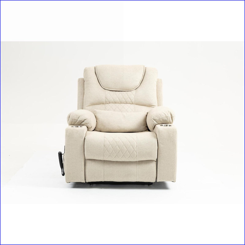 Lift Recliners, Heavy-Duty 400 lbs Capacity, Oversized 180° Flat Lay, Dual OKIN Motors | Premium Velvet | Ivory, Cream