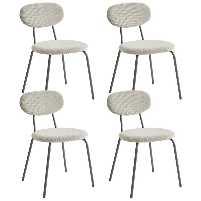Cotton Blend Upholstered Metal Stacking Accent, White, 4