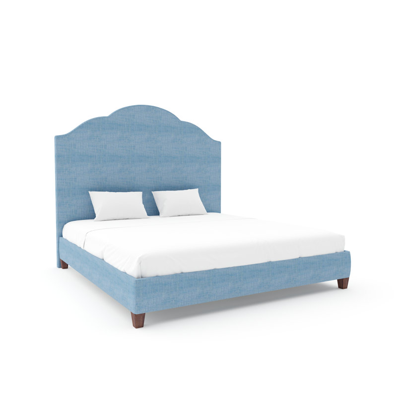 Lit Langley avec rails de 9 po, Denim performance Maestro Ultra, Blanc, Lit simple