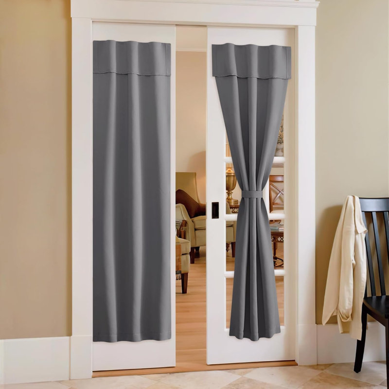 NICETOWN Door Curtains for Kitchen, Short Blackout Curtains , Self Adhesive Portable Window Cover for Front French Door, Adjustable Shade for Glass, 1 PC
