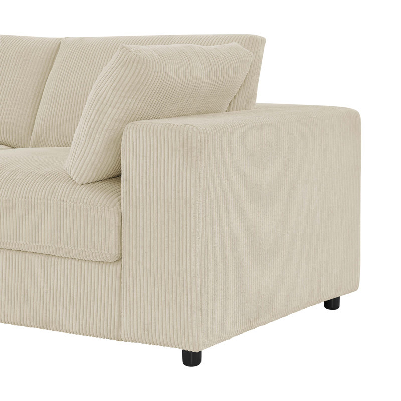 Canapé modulaire en velours côtelé Bathmarlmoor, Beige, H 33 po x l 104 po x P 104 po