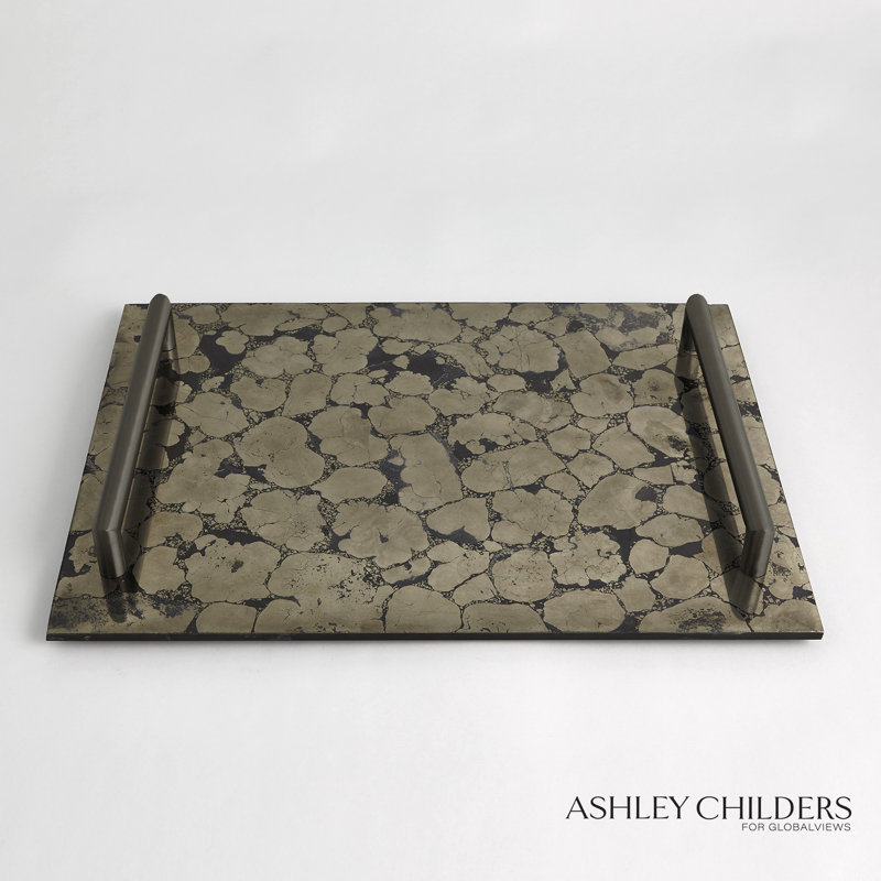 Pyrite Tray W/Bronze Handles