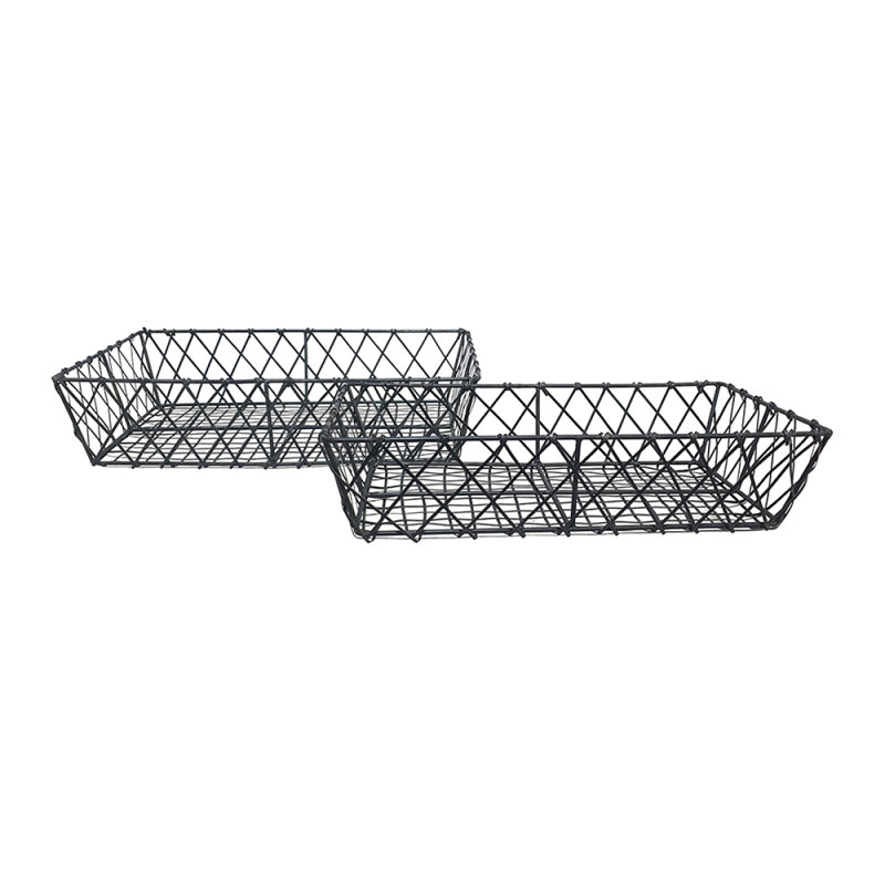 S/2 Rectangular Iron Trays,Black