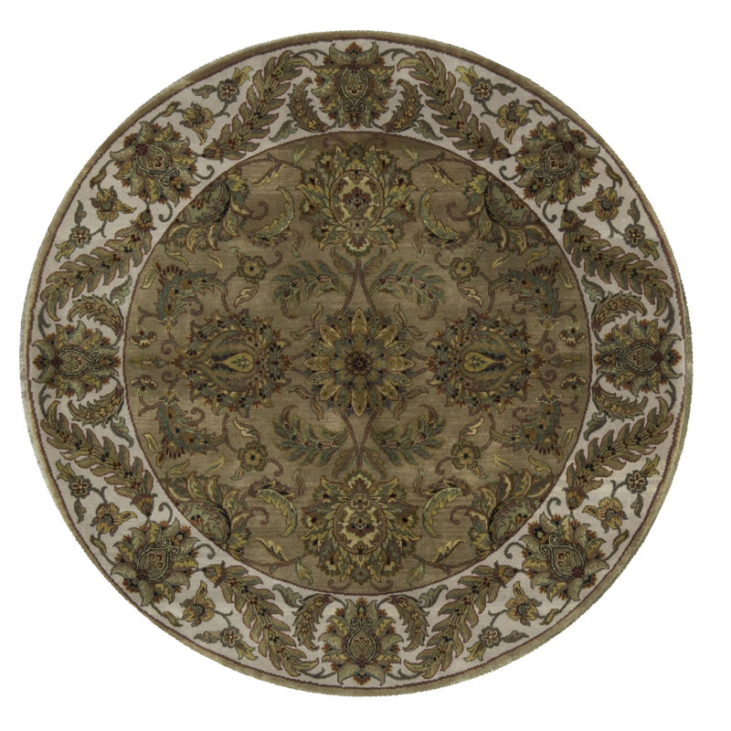 Tapis rond brun noué à la main de haute qualité