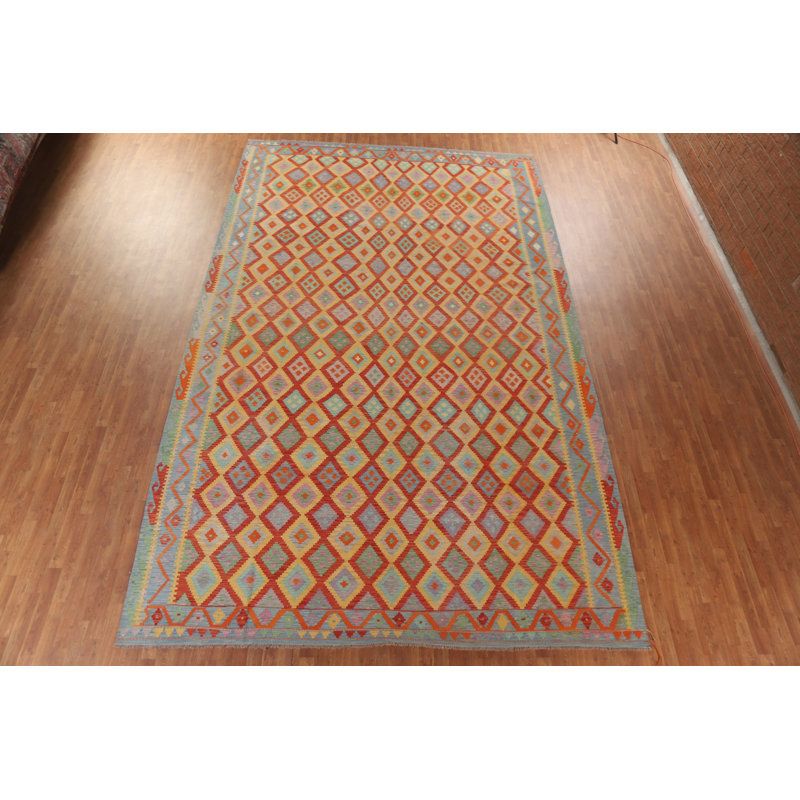 Tapis multicolore en laine Kilim 10 x 16