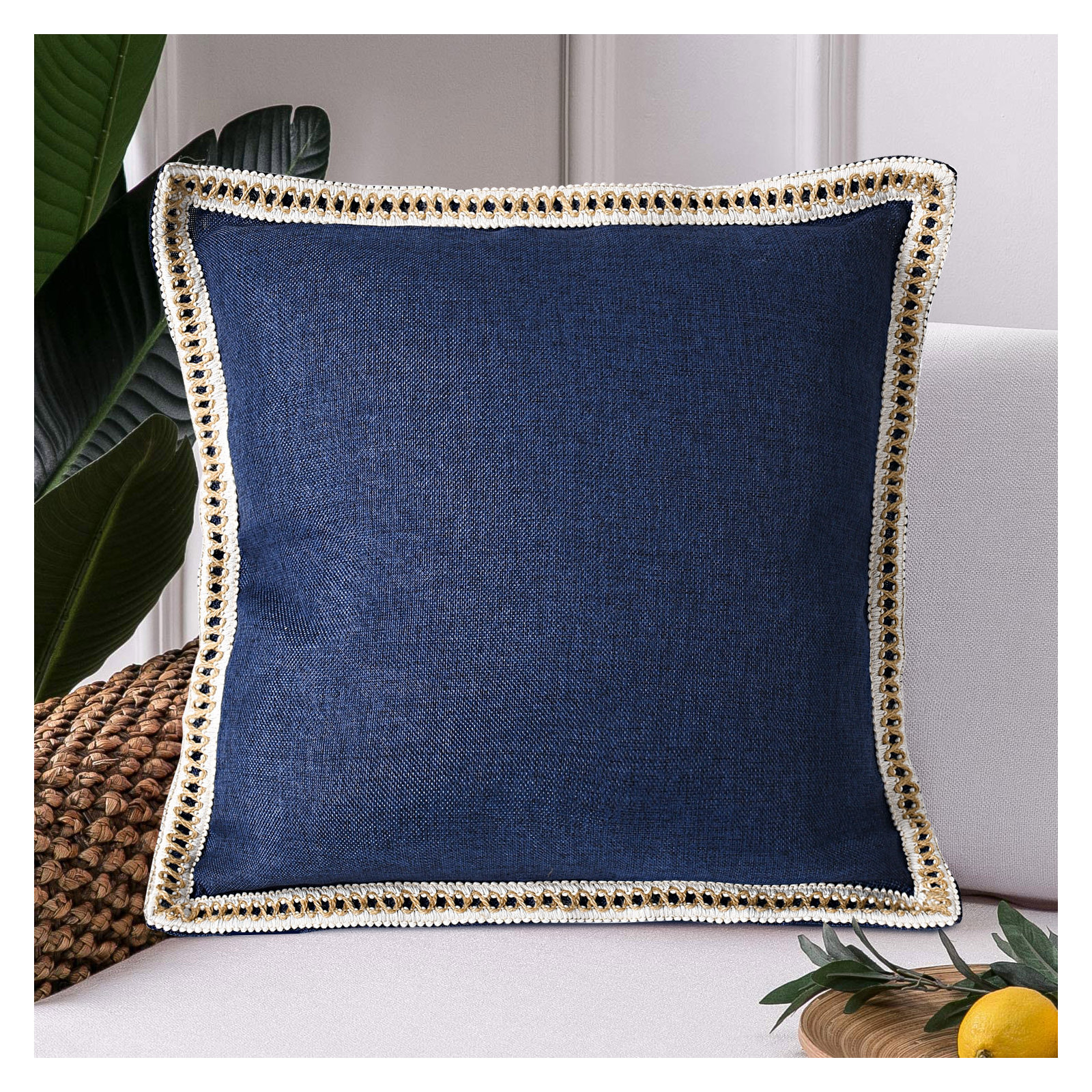 Color Pillow Cover, Navy, Square 20"
