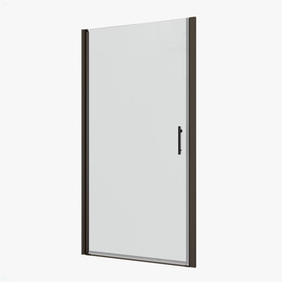 1 3/8" Adjustment,Universal Pivot Shower Door, Open Outside, With 1/4" Tempered Glass And Matted Black Finish 3072