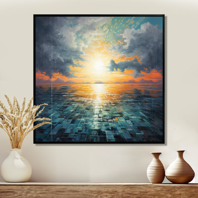 «Turquoise Minimal Lake Majestic Sunset - Sunset», reproduction d'art murale