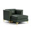 Canapé Chesterfield modulaire 1 place en similicuir vert de 40,1 pouces avec capitonnage à boutons et accoudoirs à garniture métallique