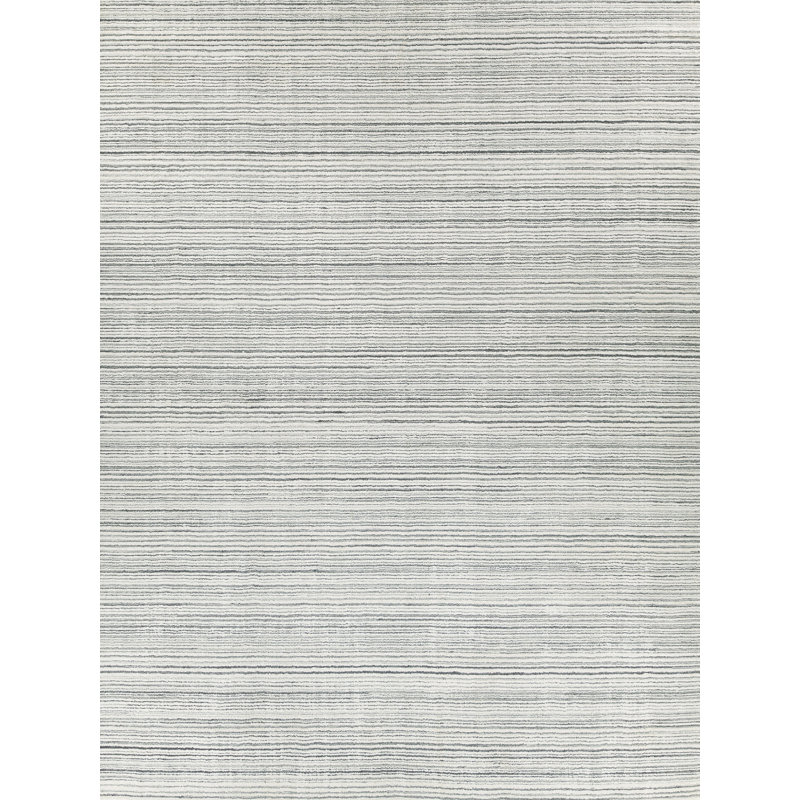 Rossini Striped Area Rug in Silver/Ivory, Rectangle 9' x 12'