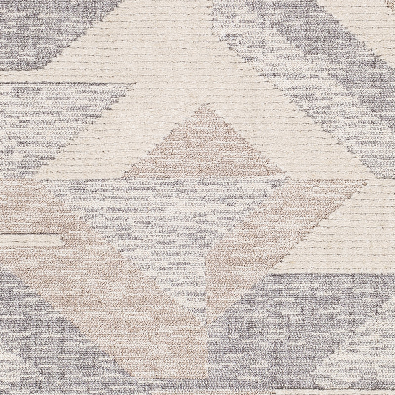 Tapis gris / taupe d'inspiration mondiale Adhvaith, Rectangle 5 pi 3 po x 7 pi 3 po