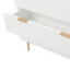 Commode 3 tiroirs Jolie avec tiroirs texturés et détails en métal doré, blanc Jolie