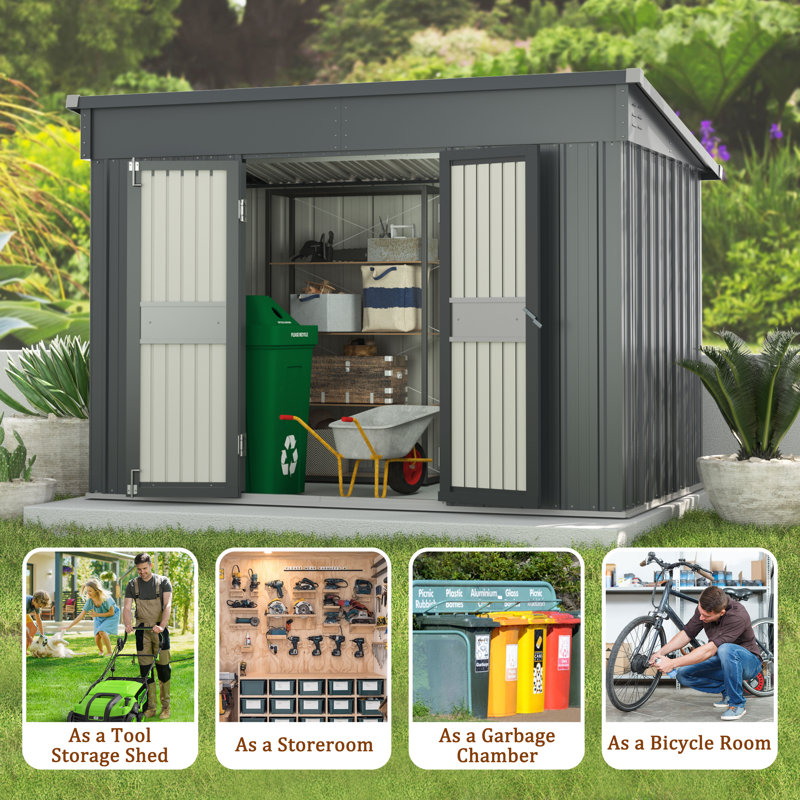 Remise de rangement en métal, H 6,68 pi x l 10 pi x P 6 pi