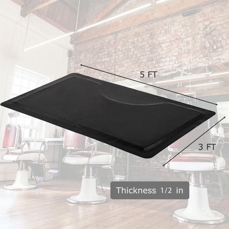 Black PVC Anti-Fatigue Salon Floor Mat with Slip Resistant Surface