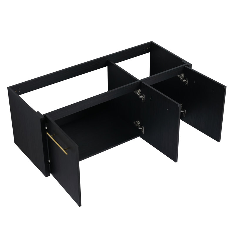 Meuble-lavabo moderne de 48 po en châtaignier noir avec rangement spacieux et charnières de porte robustes