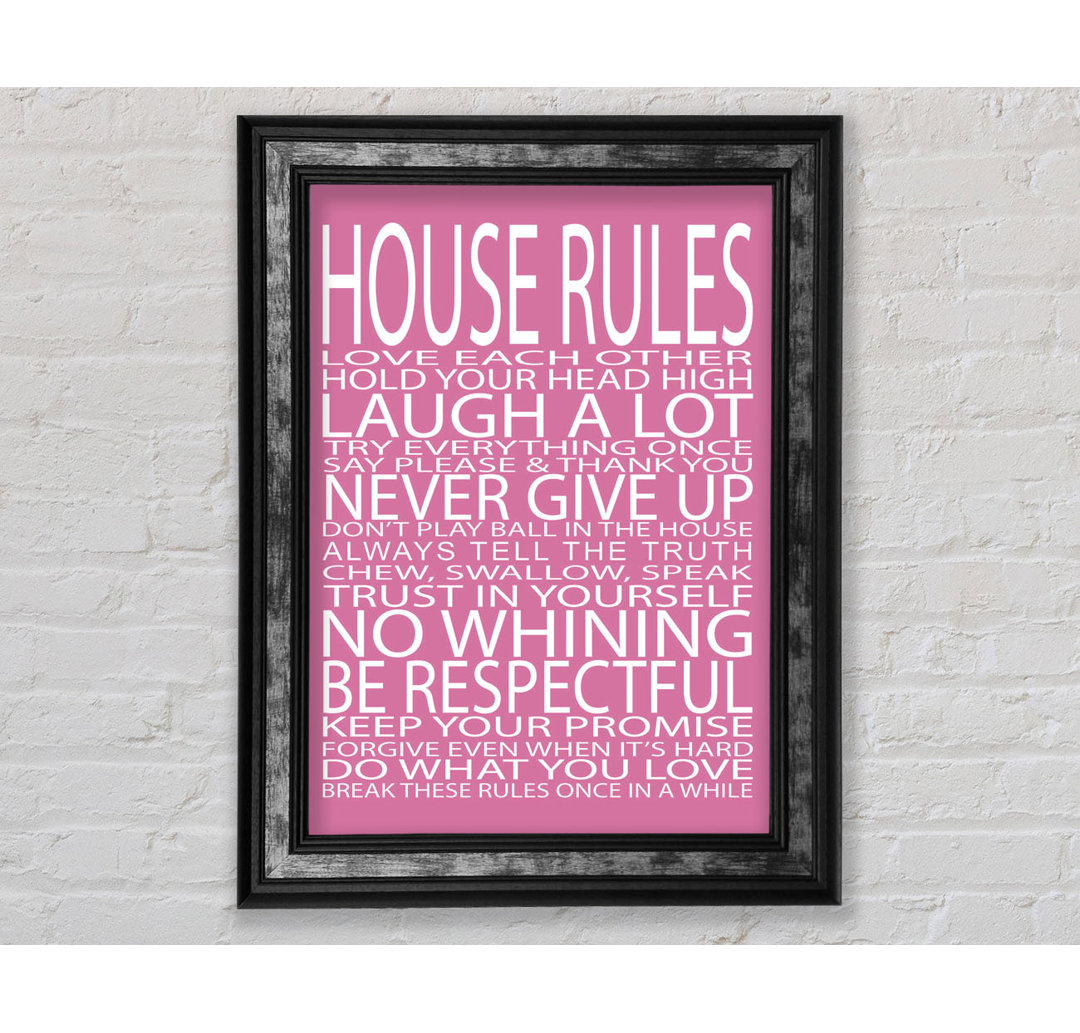 Moshannon Family Quote House Rules Love Each Other Lilac Framed Print Wall Art