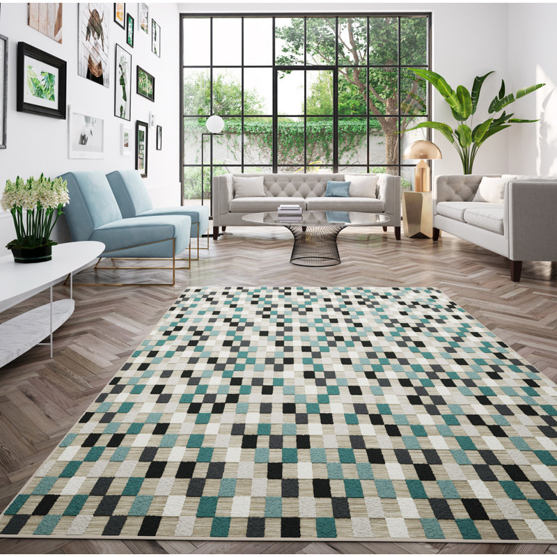 Malia Rectangle Geometric Indoor / Outdoor Area Rug, Rectangle 120 x 170cm