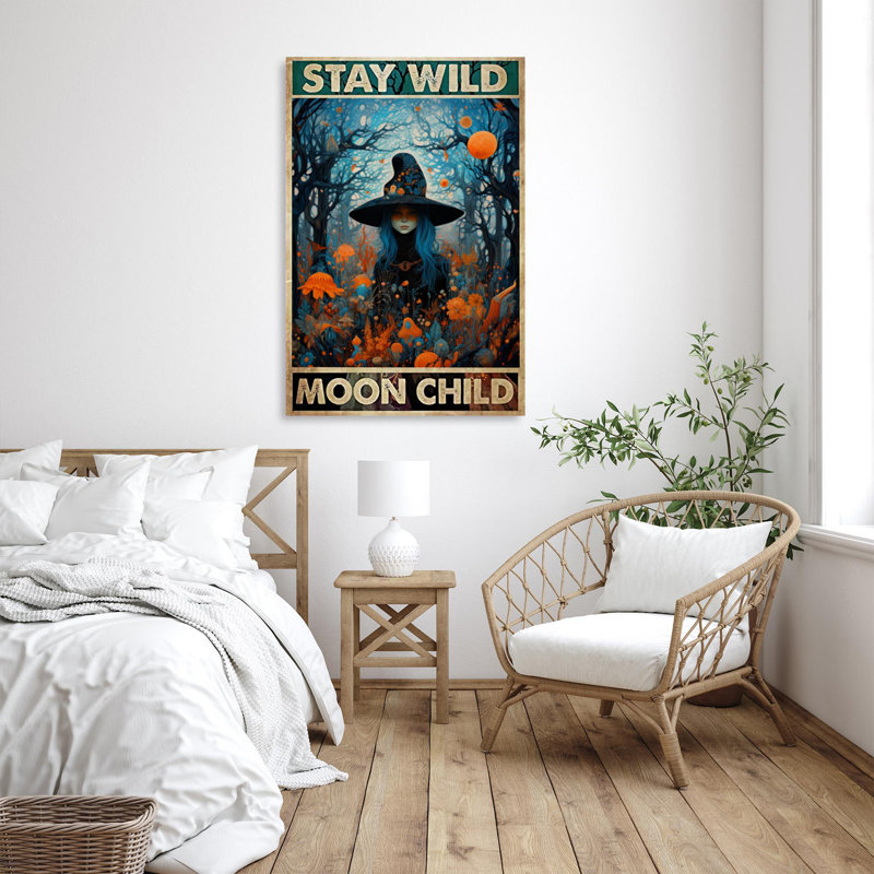 «Witch Stay Wild Moon Child», H 36 po x l 24 po x P 1,25 po