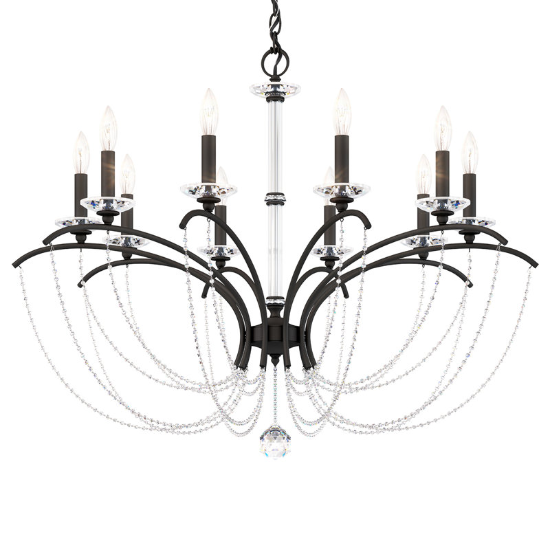 Priscilla 10 - Light Chandelier, Optic Crystal, Black